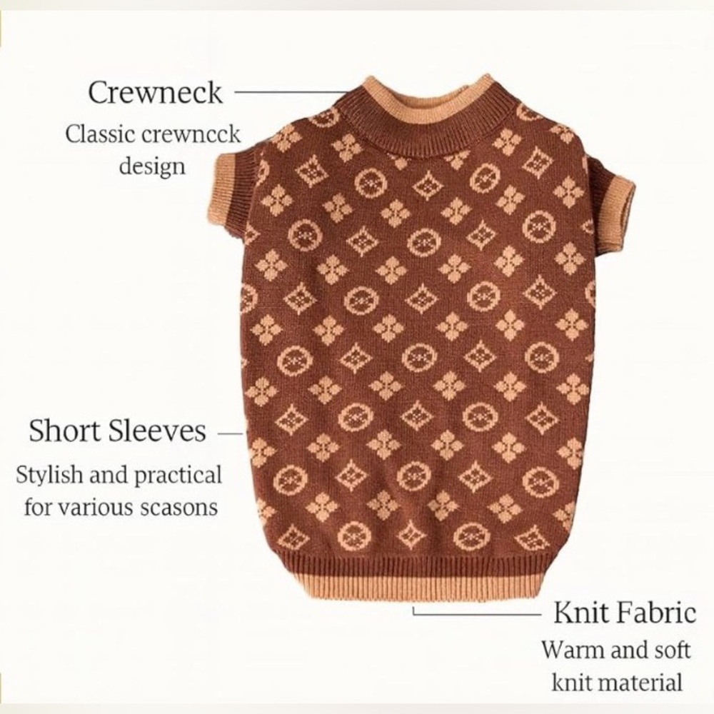 Stylish Brown Dog Sweater - Picture 2 of 6